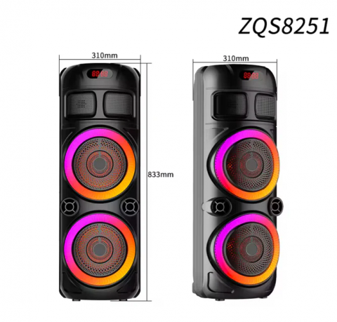 Boxa Portabila, Cu 2 Difuzoare,83 Cm, Card, Radio FM, Microfon, Telecomanda Si Lumini, Negru [3]