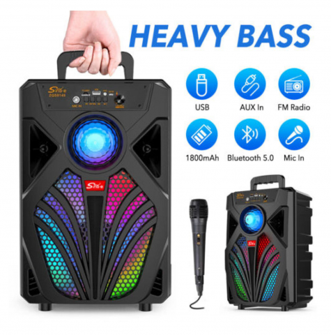 Difuzor Bluetooth portabil de 8" 3000 mah  Subwoofer Sistem de sunet bas puternic Mic de petrecere [2]