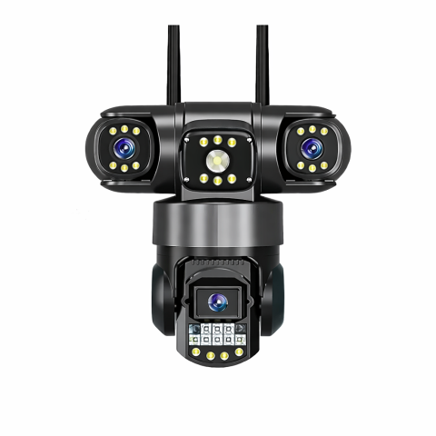 Sisteme de supraveghere si securitate - Cameră de Supraveghere WiFi Andowl Q-S3000, 8K, 3 Lentile, Rotire 350°/90°, Detectare Mișcare și Persoane, Night Vision, Card TF 128GB