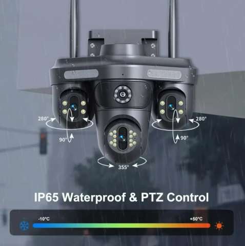 Camera de Supraveghere Exterior WiFi 15MP, 3 Lentile Triple View, PTZ 355°, Zoom 4X, AI Auto Tracking, Vedere Nocturna Color, Audio Bidirectional, IP66, FFVideo [5]