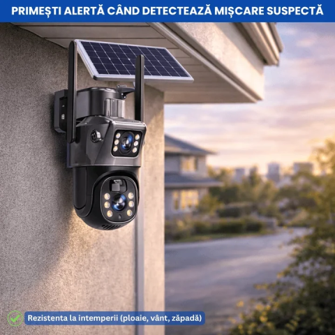 Camera de Supraveghere Solara Wi-Fi 6MP (3MP+3MP), Dual Lens, Panou Solar, Rotire 360°, Zoom 10X, Detectare Miscare, Vedere Nocturna, Audio Bidirectional [5]