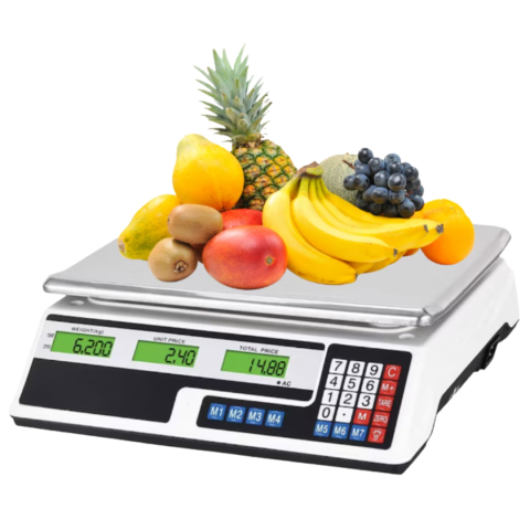 Electrocasnice & Electronice - Cantar Comercial Electronic Profesional 40 kg, Acumulator 4V, Afisaj LCD Dublu Iluminat, Calcul Pret, Functie Memorie, Tava din Inox