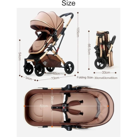 Carucior Copii 2 in 1 Transformabil Landou-Sport, 0-36 Luni, Sezut Reversibil, Suspensii, Roti Cauciuc, Cadru Aluminiu, Maner Reglabil [2]