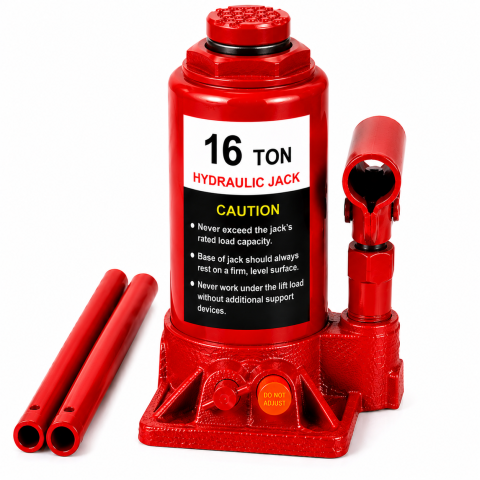 Accesorii auto - Cric hidraulic tip butelie 16 Tone, ideal pentru autoturisme, SUV-uri și autoutilitare. Construcție robustă, ridicare sigură și operare ușoară pentru uz profesional și personal.