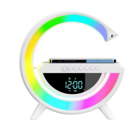 Accesorii telefoane & Gadgeturi - Difuzor Bluetooth BT-3401 cu lumina ambientala LED, incarcare wireless si ceas digital 3401