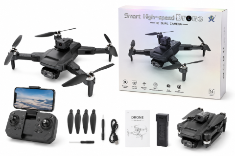 Drona Smart High-Speed HD Dual Camera, 2 Camere, Motor Brushless, Evitare Obstacole 360°, Control Electric, Pliabila [1]