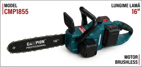 Drujbă cu Acumulator CAMPION PRO CMP1855, 2 Acumulatori 48V 10Ah, Lamă 40 cm, Viteză Lanț 26 m/s, Valiză Inclusă [2]