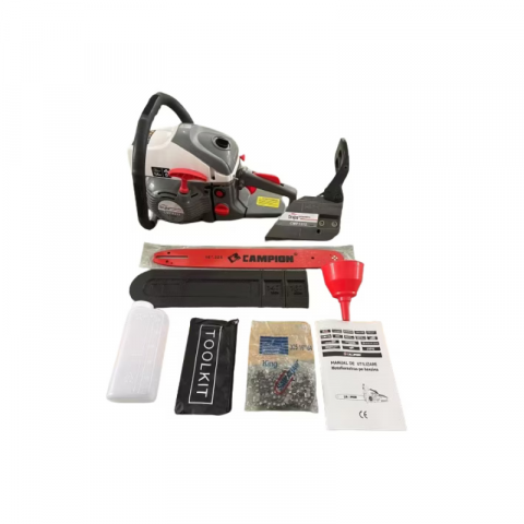 Truse, Scule de mana si unelte - Drujba cu lant pe benzina 7.5CP Campion, 2 timpi, 40 cm lungime lama, lant 32 dinti, pornire easy start