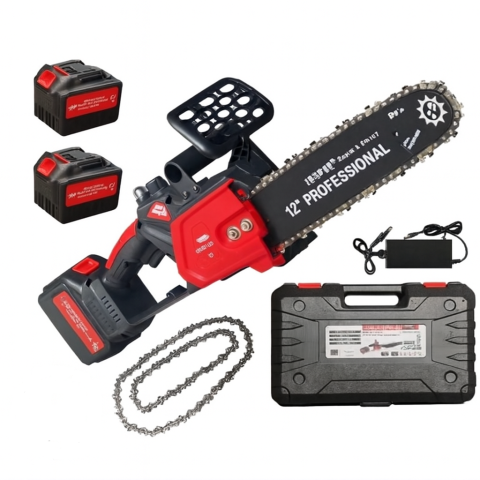 Gradina - Drujba electrica 8AH, 48V, 300mm, 2 acumulatori, 2 lanturi rezerva, brushless, ungere automata, 2400w, Motor fara perii