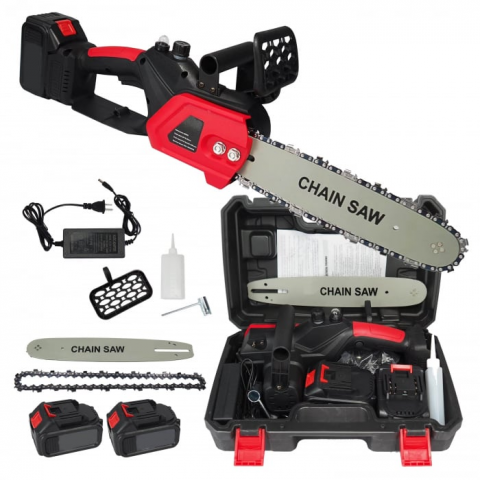 Truse, Scule de mana si unelte - Drujba Electrica - Motofierastrau, 2400W cu Lamela, 30CM cu 2 Acumulatori 48V, ungere automata