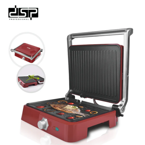 Casă & Grădină - DSP Professional Healthy Panini Preser și grătar de contact, KB1049A 1800 Watt - Roșu