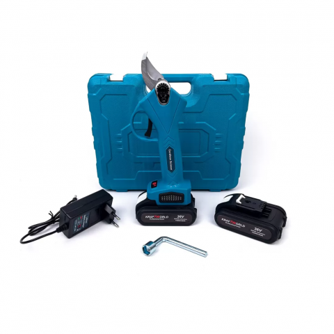 Casă & Grădină - Foarfeca de gradina cu 2 acumulatori pentru vita de vie si crengi, 36V, albastru