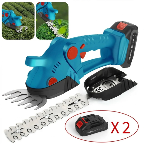 Foarfeca Electrica de Gradina 2 in 1 WERSTIL, 48V, 550W, 2 Acumulatori 4Ah, 2 Lame pentru Iarba si Gard Viu, 1300 Curse/min [3]