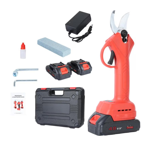 Truse, Scule de mana si unelte - Foarfeca electrica de gradina, portabila, diametru de taiere 30 mm, set 2 baterii, 48 V, motor DC fara perii, rosu