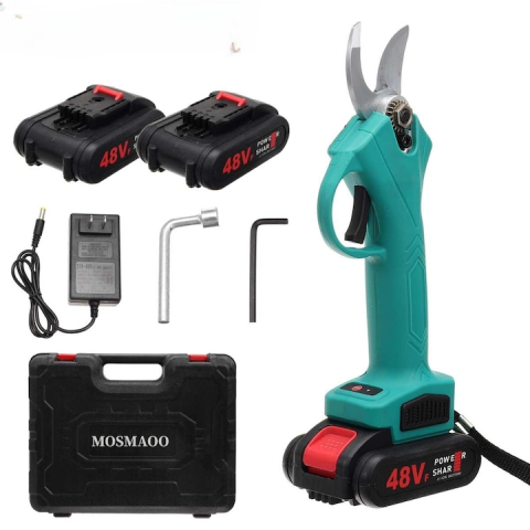 Truse, Scule de mana si unelte - Foarfeca Electrica pentru Gradinarit, cu 2 Acumulatori 48V, cu Lama din Otel Carbon, Baterie 9700mAh, Accesorii si Valiza Transport