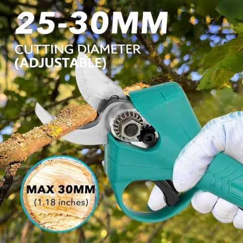 Foarfeca Electrica pentru Gradinarit, cu 2 Acumulatori 48V, cu Lama din Otel Carbon, Baterie 9700mAh, Accesorii si Valiza Transport [3]