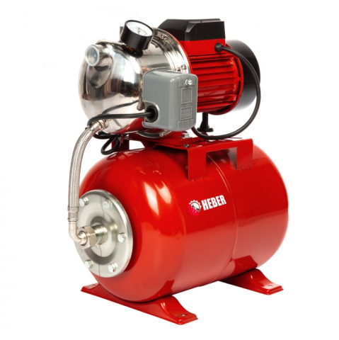 Truse, Scule de mana si unelte - Hidrofor de Mare Putere Heber® AUTOJS80, 1000W, Vas 24L, Debit 50L/min, Refulare 40m, Adâncime Absorbție 8m, Pompă Fontă și Inox
