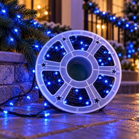 Instalație LED pe rolă, 100 m, 480 LED-uri, lumină albastră [2]