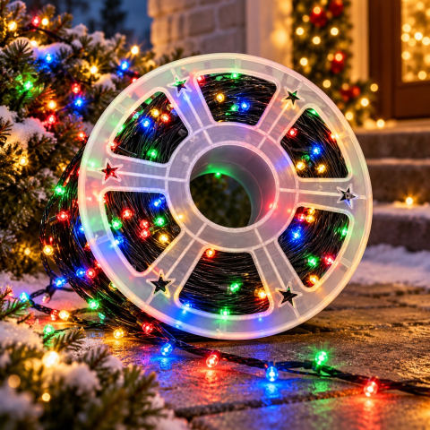Instalație LED pe rolă, 100 m, 480 LED-uri, lumină multicoloră [2]