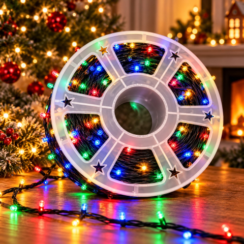 Instalație LED pe rolă, 100 m, 480 LED-uri, lumină multicoloră [1]