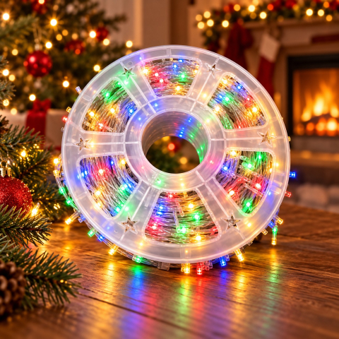 Instalație LED pe rolă, 100 m, 800 LED-uri, lumină multicoloră [1]