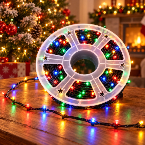Instalație LED pe rolă, 50 m, 240 LED-uri, lumină multicoloră [1]