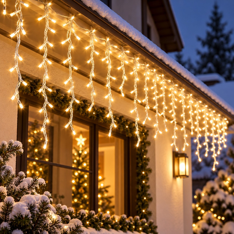 Instalație luminoasă tip țurțuri, 15 m, 320 LED-uri, lumină alb cald [1]