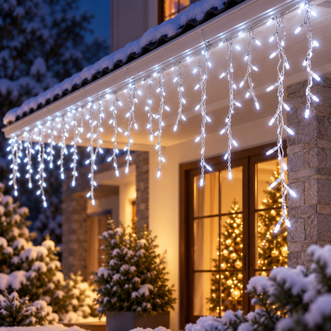 Instalație luminoasă tip țurțuri, 15 m, 320 LED-uri, lumină alb rece [1]