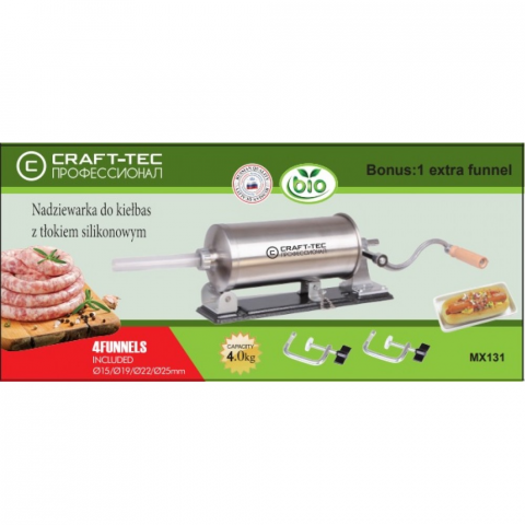 Masina carnati orizontala Craft-tec 4kg, 5 palnii incluse (10/15/19/ 22/25) MX131 [3]