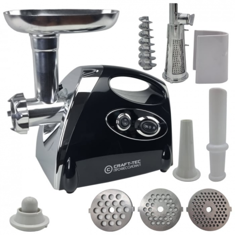 Accesorii bucatarie - Masina de rosii storcator de rosii / tocat carne Craft-Tec Neagra 3800W, Accesorii rosii, carnati, chiftele, 3 site, functia revers, motor cupru