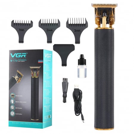 Îngrijire personală & Cosmetice - Masina de tuns profesional pentru contur VGR V179 , fara fir , incarcare USB , negru