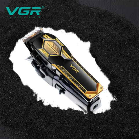 Mașină de Tuns Profesională VGR V-119, Motor BLDC, Lame Ceramice, Acumulator, Fără Fir, Stație de Încărcare, USB, Auriu [2]
