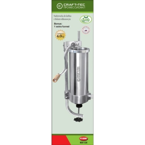 Mașină de Umplut Cârnați Verticală Craft-Tec MX128, Capacitate 4 KG, 5 Pâlnii Incluse, Corp Metalic, Prindere pe Masă, Acționare Manuală [5]