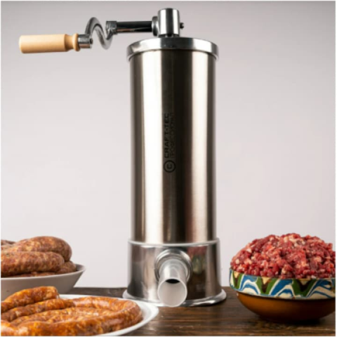 Mașină de Umplut Cârnați Verticală Craft-Tec MX1833, Capacitate 6 KG, 6 Pâlnii Incluse, Corp Metalic, Prindere pe Masă, Acționare Manuală [1]