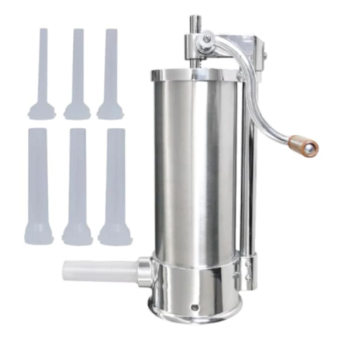 Accesorii bucatarie - Mașină de Umplut Cârnați Verticală Craft-Tec MX1833, Capacitate 6 KG, 6 Pâlnii Incluse, Corp Metalic, Prindere pe Masă, Acționare Manuală