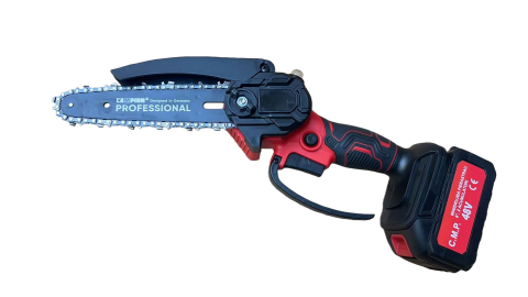 Truse, Scule de mana si unelte - Mini Drujbă cu Acumulator CAMPION PROFESSIONAL CMP1798, Lamă 6”, 48V, 8Ah, 2 Acumulatori, Încărcător și Valiză