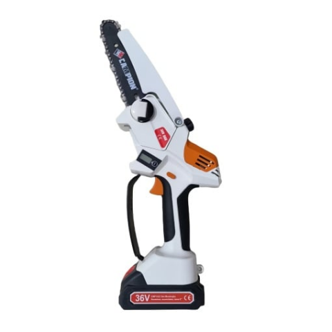 Truse, Scule de mana si unelte - Mini ferastrau cu lant ungere automata si lama de 6", CAMPION CMP 1433, acumulator 36V, 8Ah, 30 x 12.5 x 13 cm, alb