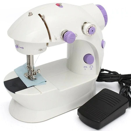 Mini masina de cusut XL 20 cm, portabila pe baterii premium, iluminare si design ergonomic, Mov-Alb, accesorii incluse, [2]