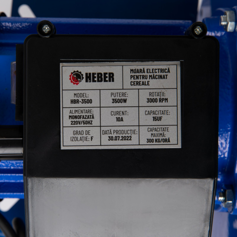 Moara electrica pentru cereale si stiuleti (2 in 1), HEBER®, Cuva Mare, motor 3,5 kw (100% cupru), 3000 rpm, 300 kg/h, 4 site de rezerva, 20 ciocanele [6]