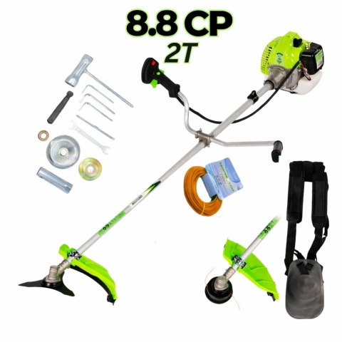 Gradina - Motocoasa Benzina Ultra PRO Craft-Tec - 8.8 CP, 2 Timpi, 52 CC, 7 kW, 16 Accesorii, Disc Metal + Guta, Trimmer