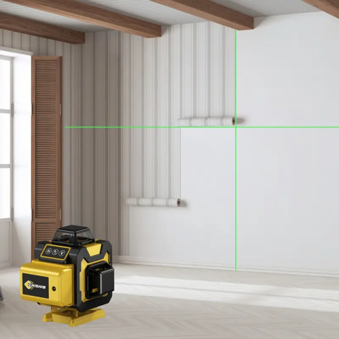 Nivel laser auto-nivelant Leihmann 4X360, 16 linii, 4D, linii de culoare verde, 2 × 360 linii orizontale și 2 × 360 linii verticale, aliniere precisă, două baterii Li-Ion și geantă portabilă [6]