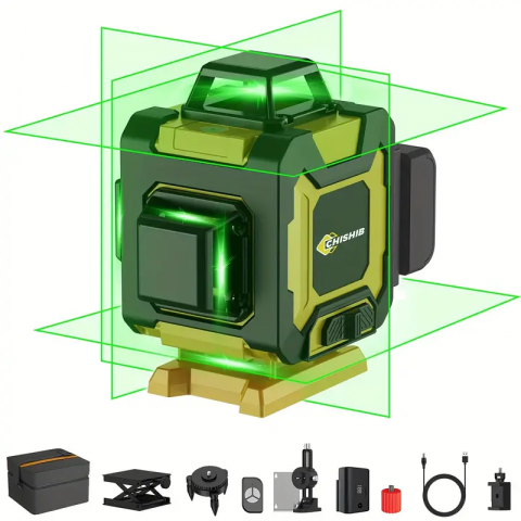 Nivel laser auto-nivelant Leihmann 4X360, 16 linii, 4D, linii de culoare verde, 2 × 360 linii orizontale și 2 × 360 linii verticale, aliniere precisă, două baterii Li-Ion și geantă portabilă [1]