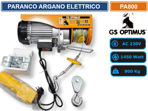 Palan Electric GS Optimus PA800, 1450W, Capacitate Maximă 800 kg, Telecomandă cu Fir, Cablu de Oțel, Alimentare 220V [3]