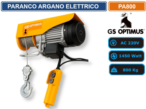 Palan Electric GS Optimus PA800, 1450W, Capacitate Maximă 800 kg, Telecomandă cu Fir, Cablu de Oțel, Alimentare 220V [4]