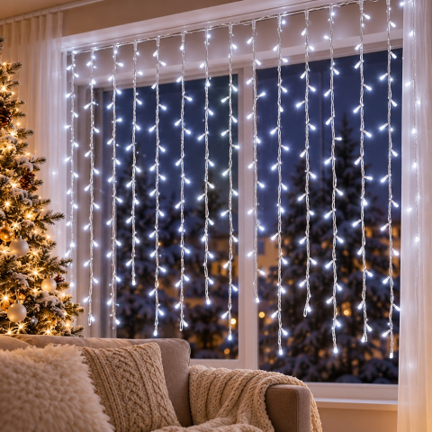 Perdea luminoasă, 3 × 2 m, 144 LED-uri, lumină alb rece [1]