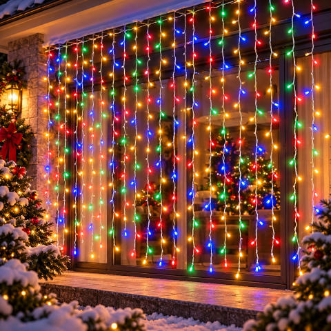 Perdea luminoasă, 3 × 3 m, 192 LED-uri, lumină multicoloră [1]