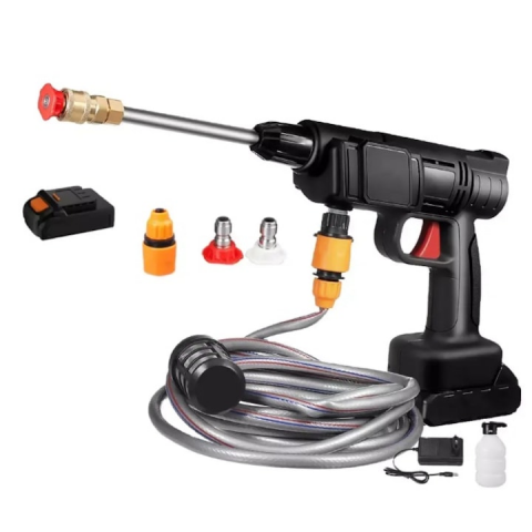 Accesorii auto - Pistol de spalat cu presiune, coshop®, recipient pentru spuma, 2 acumulatori 48V, 5600mAh, 20000rpm, Abs, Negru
