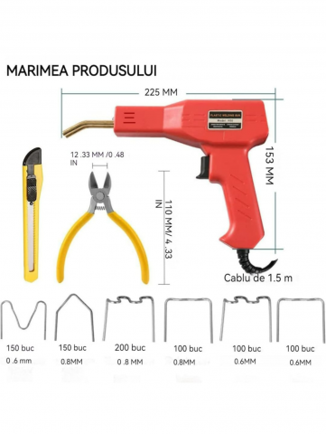 Set aparat Profesional pentru lipit / sudat plastic, 50W, 200 capse si Geanta transport [1]