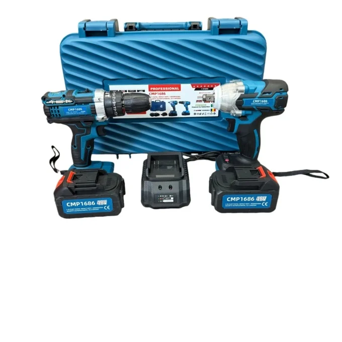 Set Bormasina gaurit si insurubat + Pistol cu impact 450nm, 48V, 8Ah , cu 2 acumulatori si valiza transport CAMPION PROFESSIONAL [3]