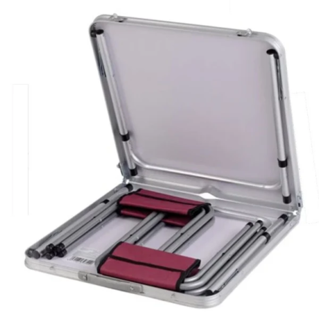 Set Camping Pliabil 5 Piese, Masa 120x60 cm + 4 Scaune, Cadru Aluminiu, Inaltime Reglabila, Orificiu Umbrela, Tip Valiza [4]